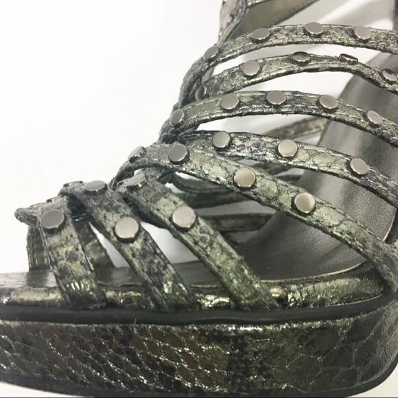 Statement Silver Studded Platform Shoes - Picture 8 of 8